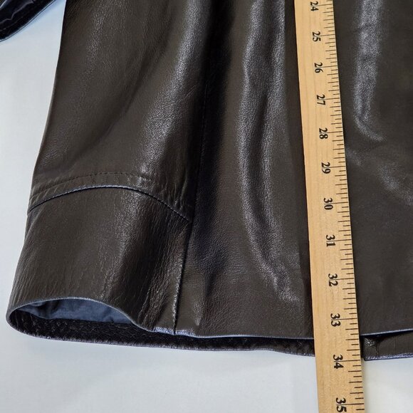 Danier Jacket Womens XL Brown Leather Pockets Zip Lined LS Classic Collar Mature - Picture 9 of 16